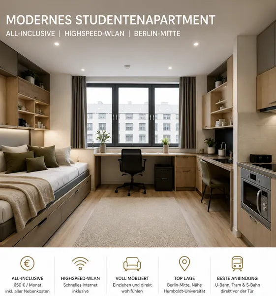 Modernes, voll möbliertes Apartment | All-Inclusive | Highspeed-WLAN | Berlin-Mitte — photo 1